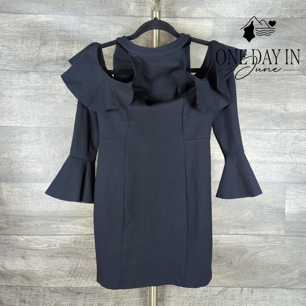 Free People Sweet Talk Cold Shoulder Ruffle Bell Sleeve Mini Dress NWT Size XS